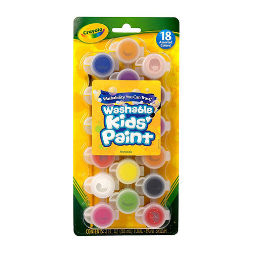 Crayola Washable Kids Assorted Color Paint Pots, 18 Ea